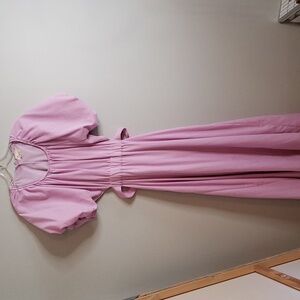 Lena open mid back pink ladies dress